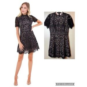 Steve Madden BB Dakota On The List Black Lace Scalloped Dress Sz 6 Revolve